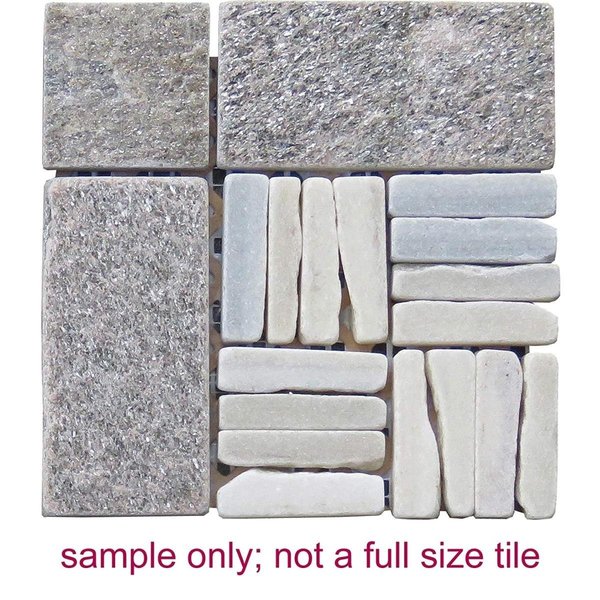 Intrend Tile Quartzite Alternate Pattern Mosaic Blend White LS017H